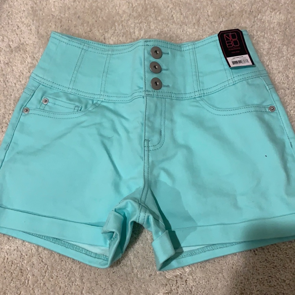 Teal Jean Shorts- No rips